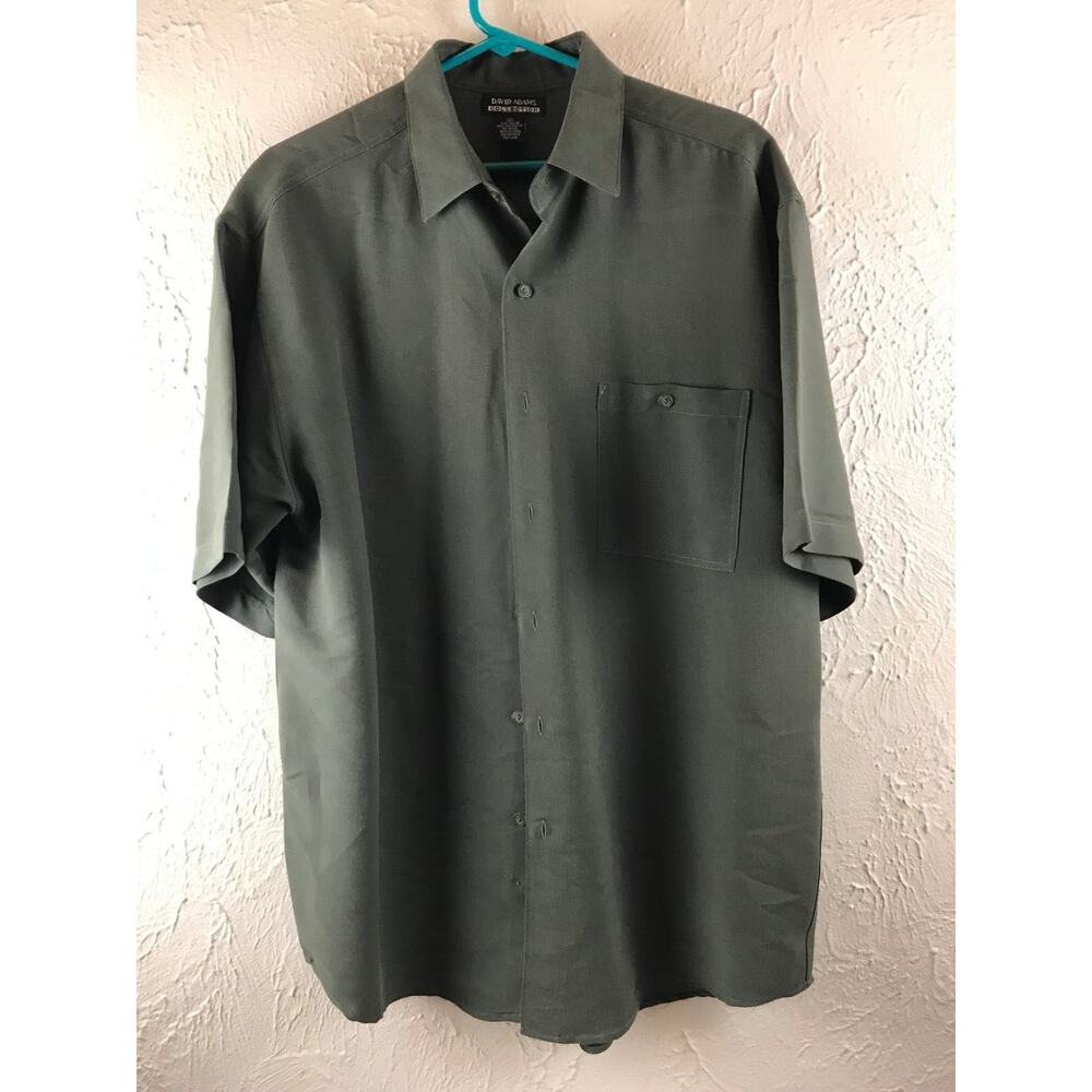 David Adams Collection Size‎ Medium Short Sleeve Button Up Green Casual Shirt
